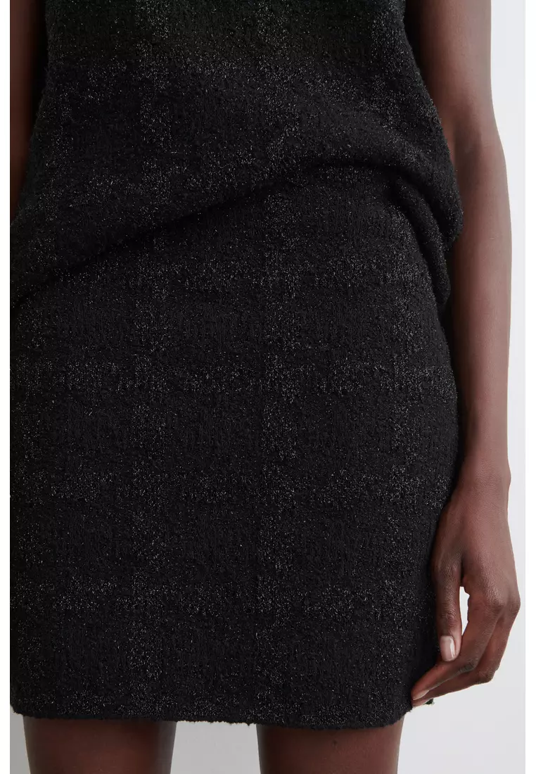 SPARKLY BOUCLÉ-KNIT MINI SKIRT