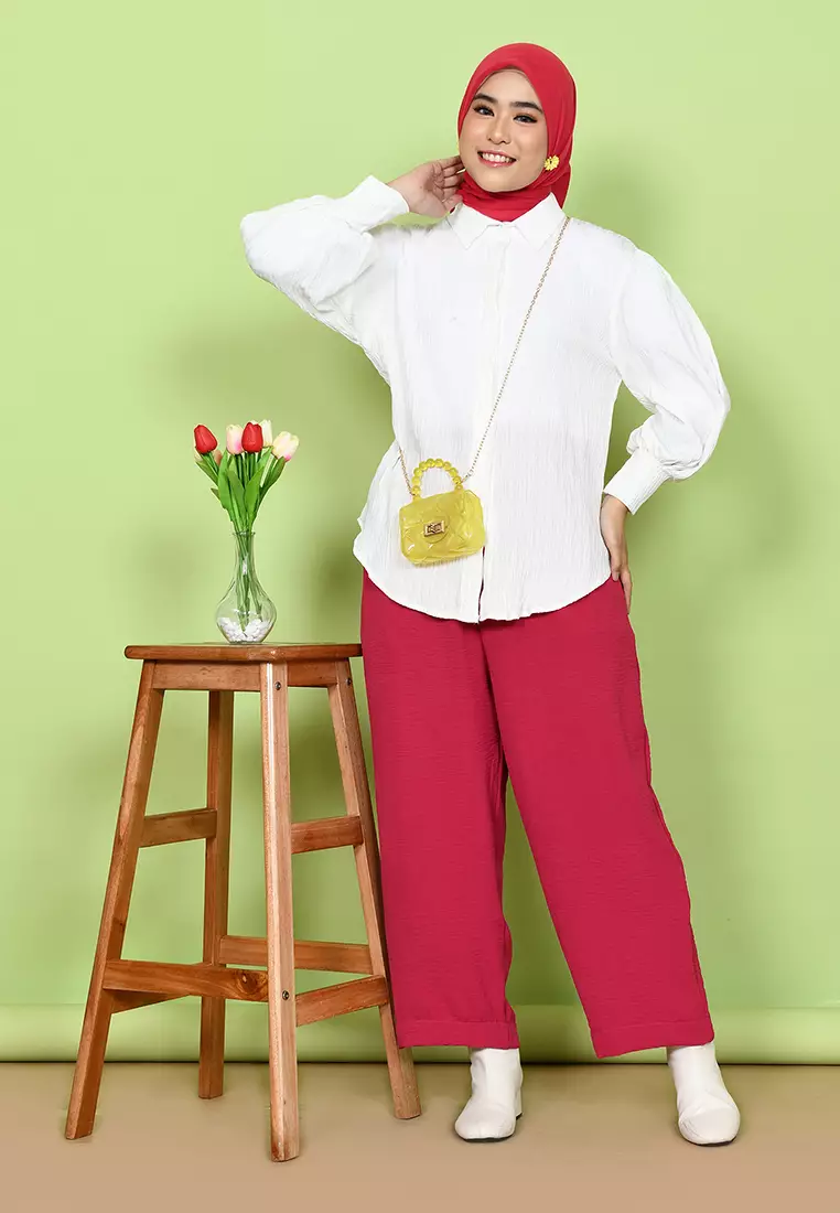 Crushy Kemeja Balon Broken White M17225 R86S4