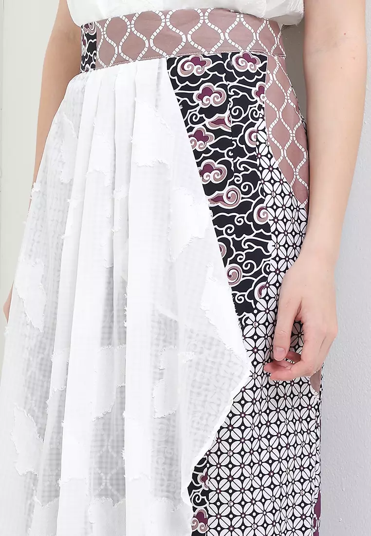 Rok Span Bawahan Batik Wanita Nirmala Katun Chiffon Bordir Maroon