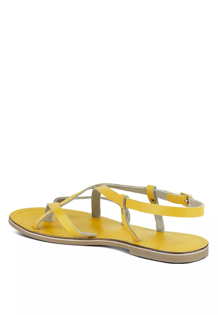Buy Rag & CO. Strappy Flat Leather Sandals Online ZALORA Malaysia