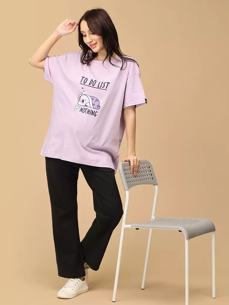 To Do List Oversized Maternity T-Shirt - Lavender