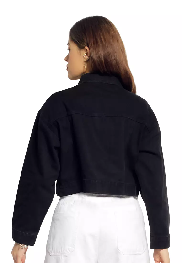 Black Cropped Denim Jacket