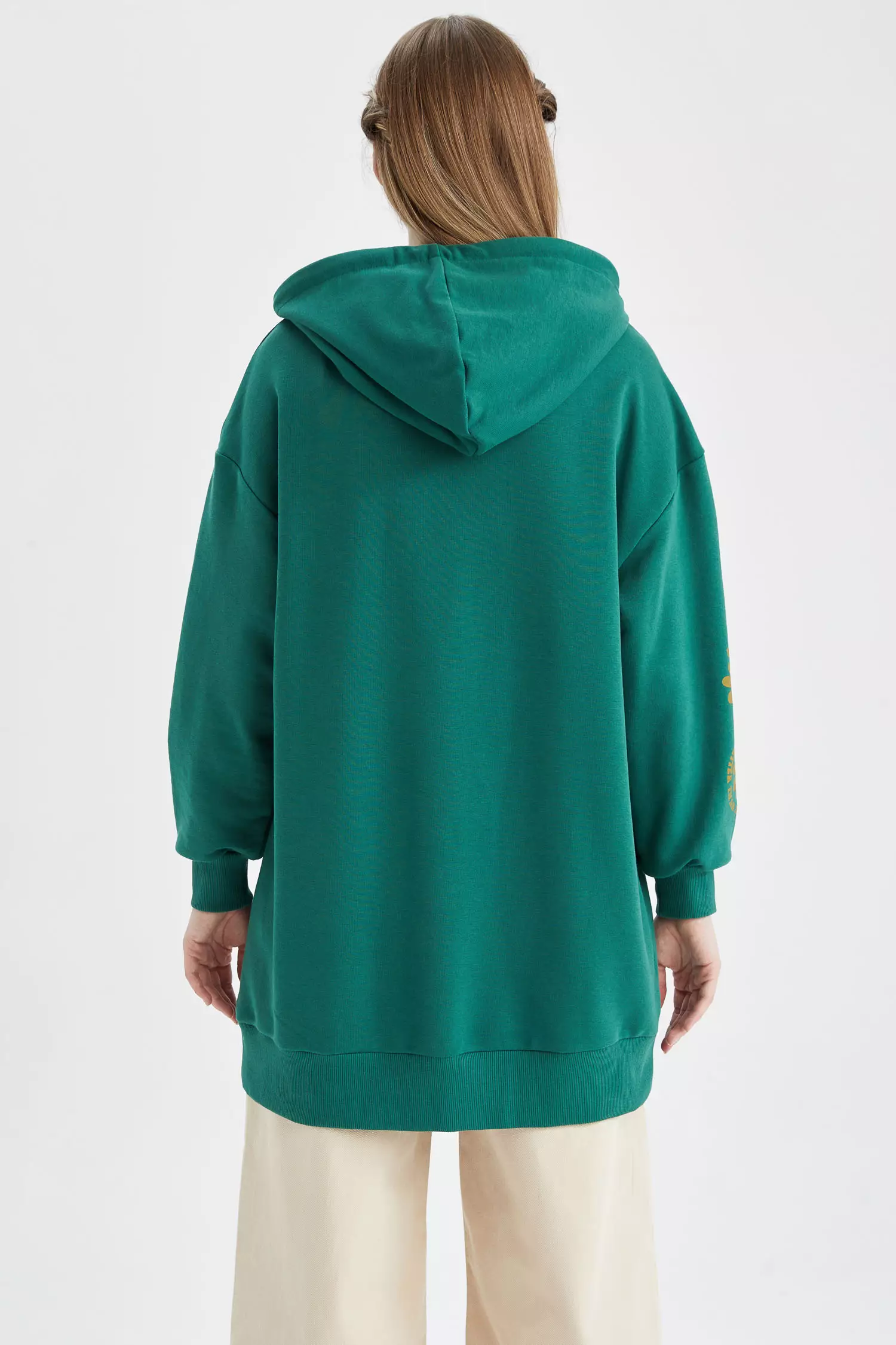 Green WOMAN Relax Fit Hooded Sweatshirt Tunic 2716648 | DeFacto