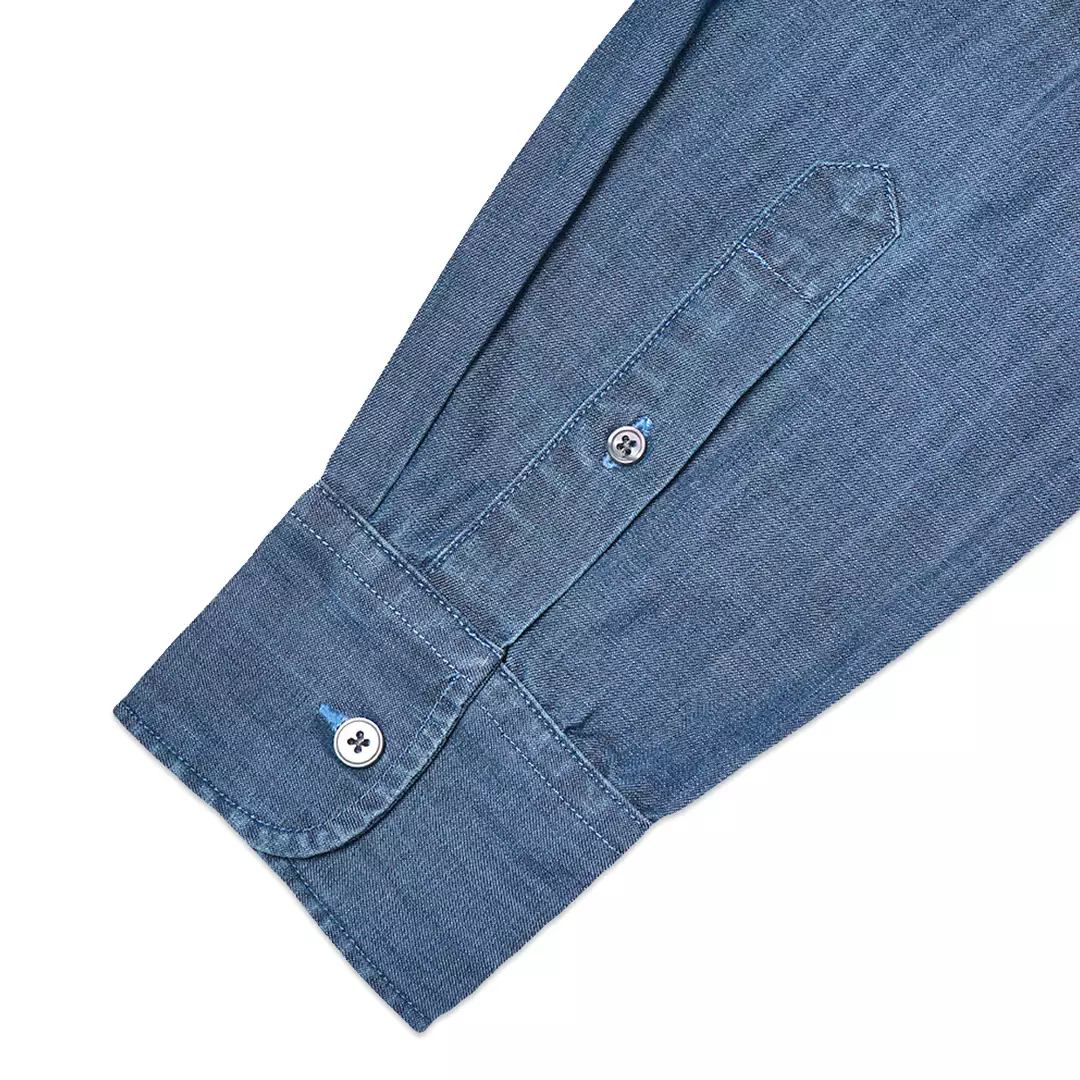 Cotton Denim Long Sleeve Shirt Indigo
