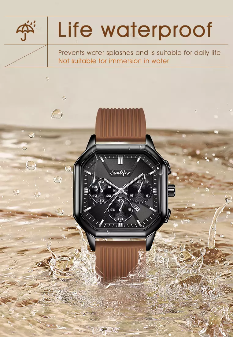 Jam Tangan Wanita Korea Elegan Tanggal Tali Silikon Kuarsa Jam Tangan Cewek Original B004 brown