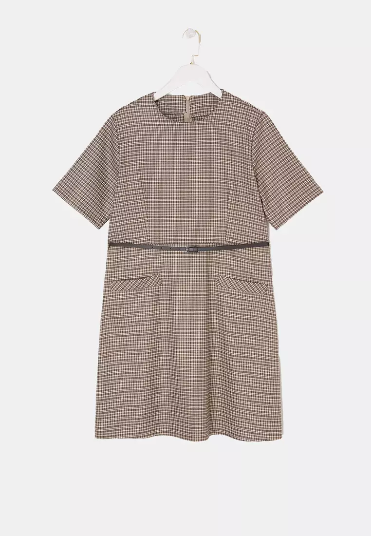 Beige Polyviscon Woven Plus Size Dress Tbbss26Ah00229