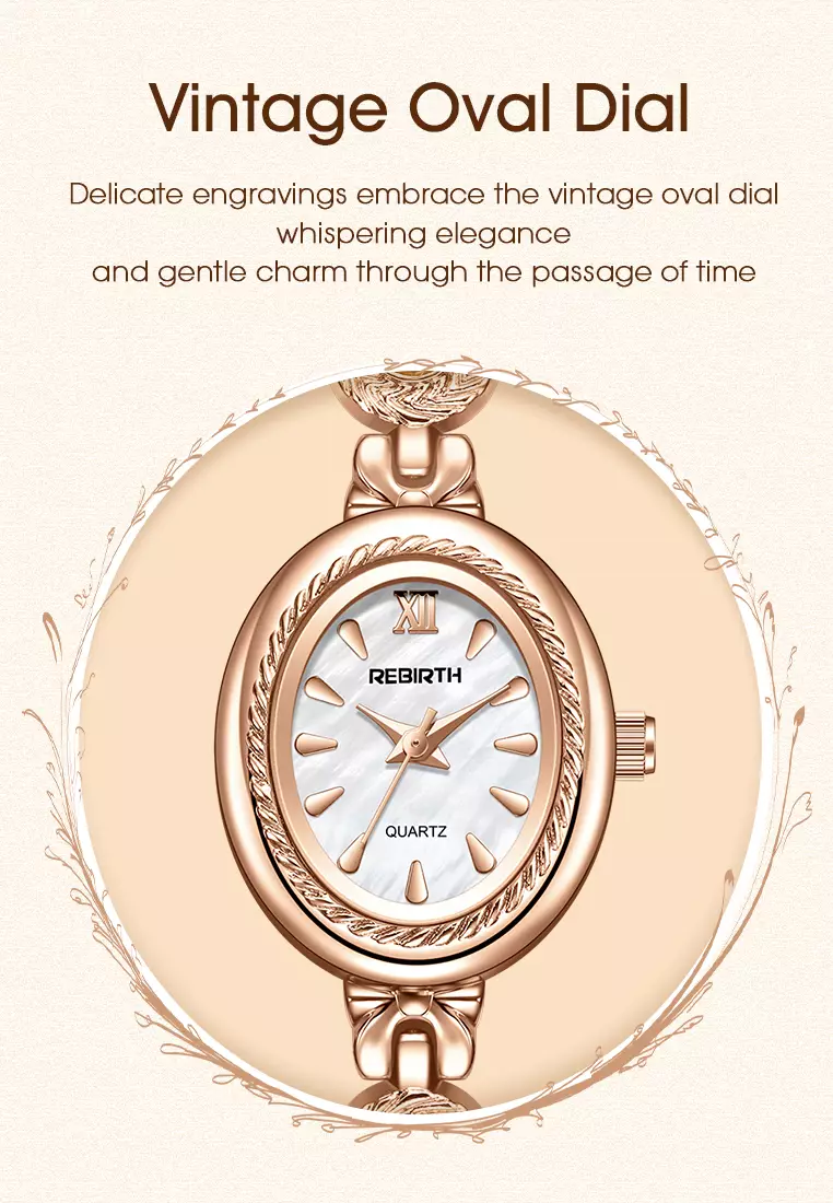 Jam Tangan Wanita Original Korea Style Kuasar Anti Air Tali Stainless Steel Jam Tangan Cewek B016 Rose white