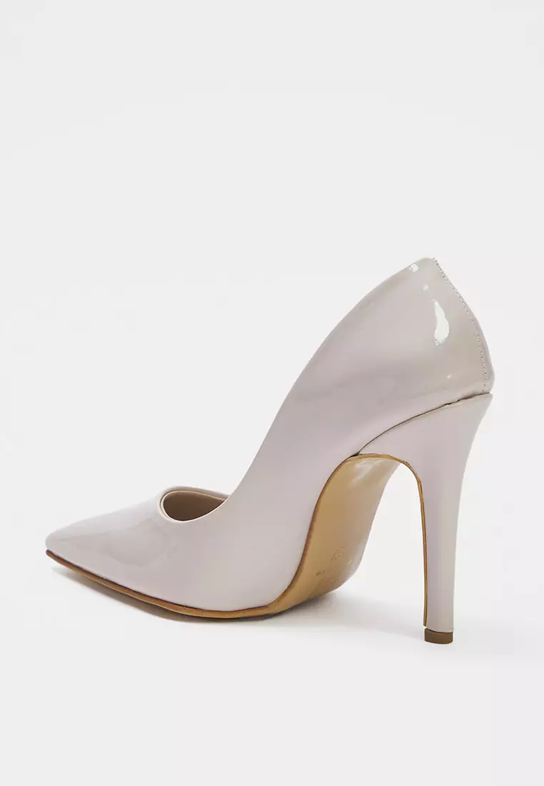 Cream Patent Leather Pointed Toe Women's Stiletto Thin Heels Takss25To00025