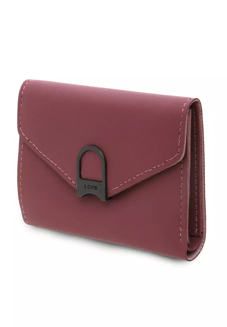 Small Wallet Design Simple Dompet Mini Wanita Premium Quality - Pink Tua