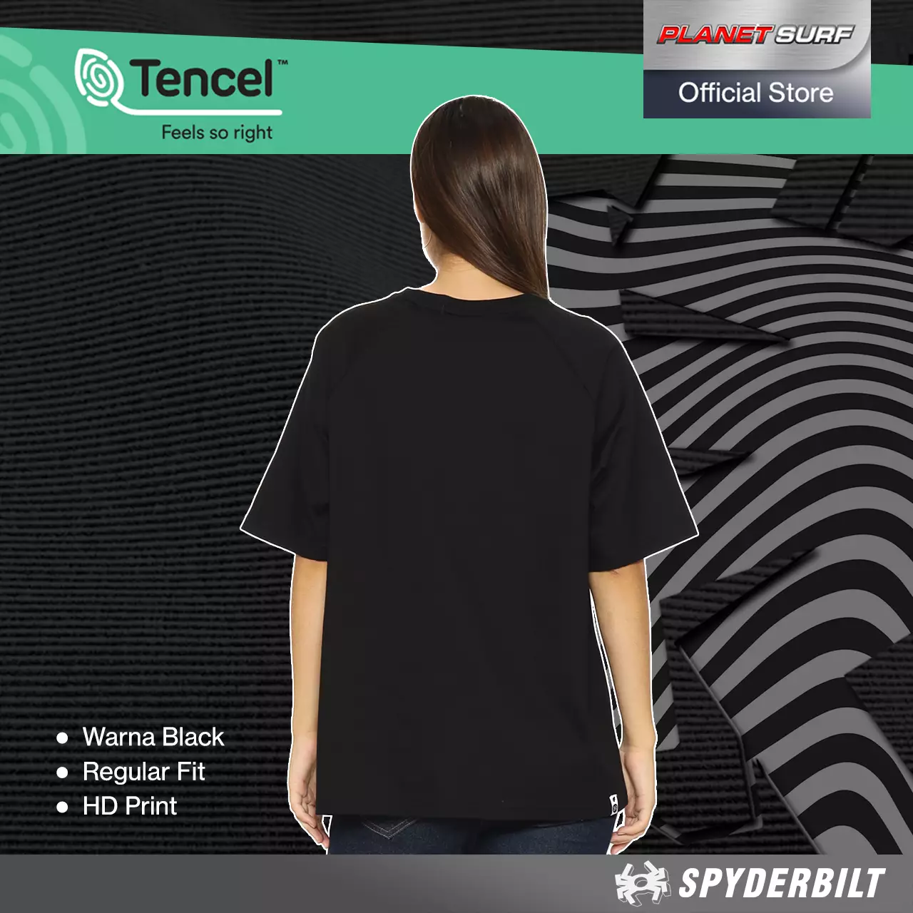 Spyderbilt Kaos Lengan Pendek Wanita Adela Oversize Print Pnk Planet Surf