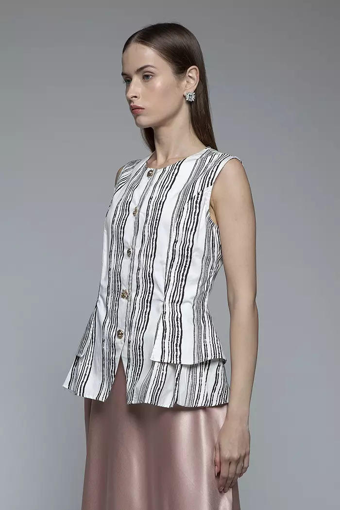 COTTONINK Studio - Outerwear Vest Wanita Black Waves Sankey #HolidayCollection2025