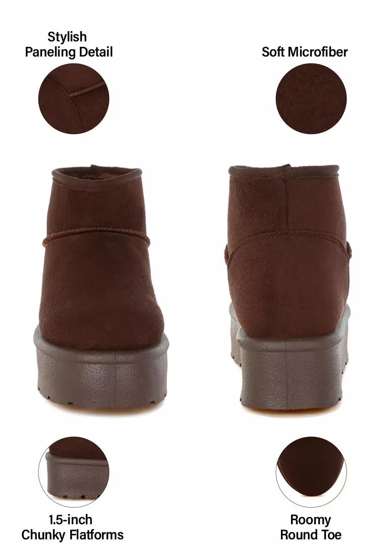 Soft Microfiber Snow Boots in Brown