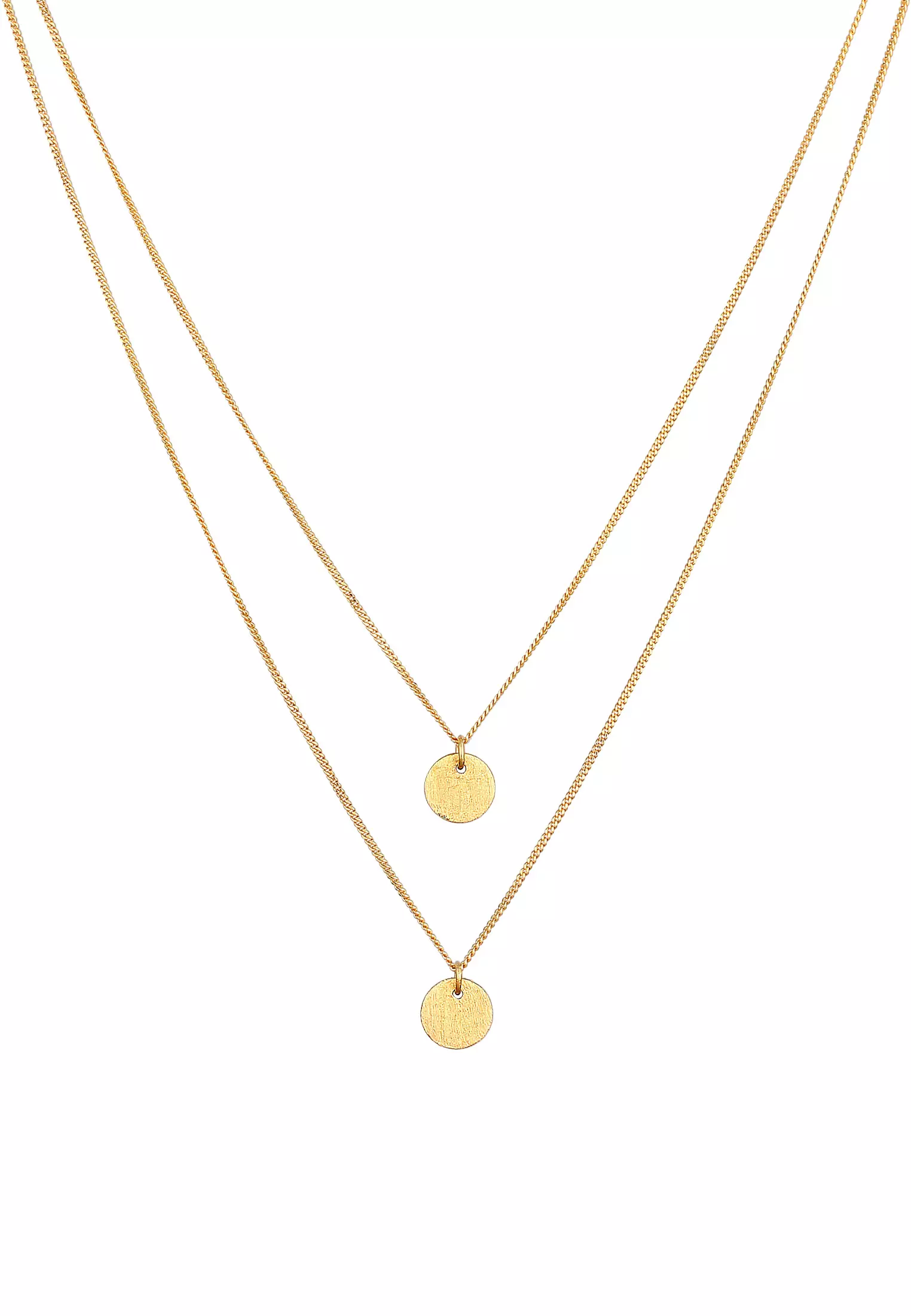 Buy ELLI GERMANY Necklace Plate Pendant Round Layer Brushed Gold Plated