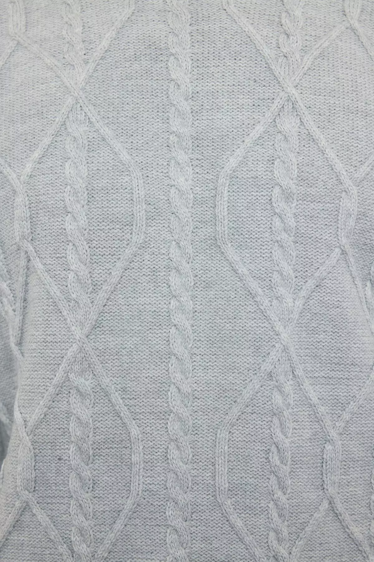 Gray Oversize Crew Neck Hair Knitted Knitwear Sweater TMNAW24KZ00003