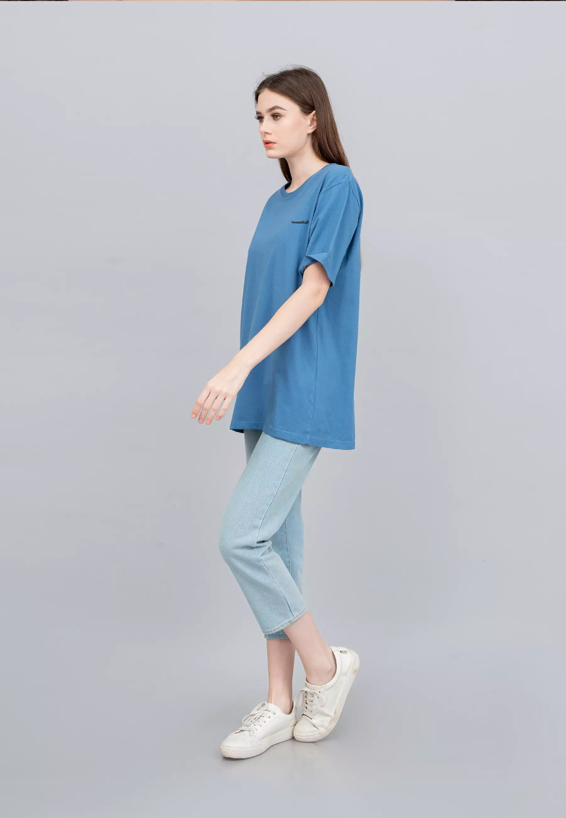 Houseofcuff T-shirt Kaos Polos Pendek Steel Blue Wanita Size S-4XL
