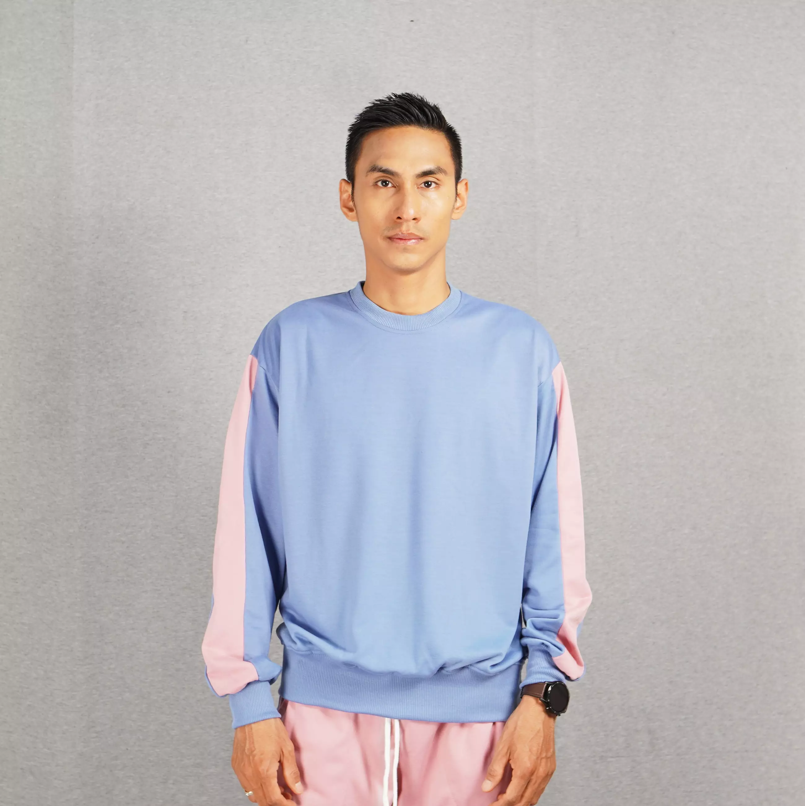 Mia Sweater Pria Crewneck Sweater Training Pullover Pria Sweater List Pria - BLUE