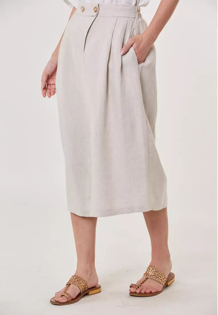 Zoya-3/4 Length Linen Skirt
