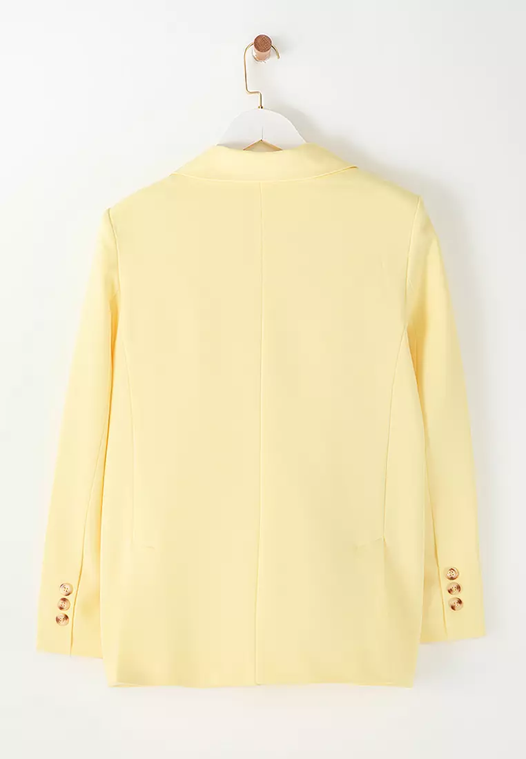 Yellow Regular Lined Woven Blazer Jacket