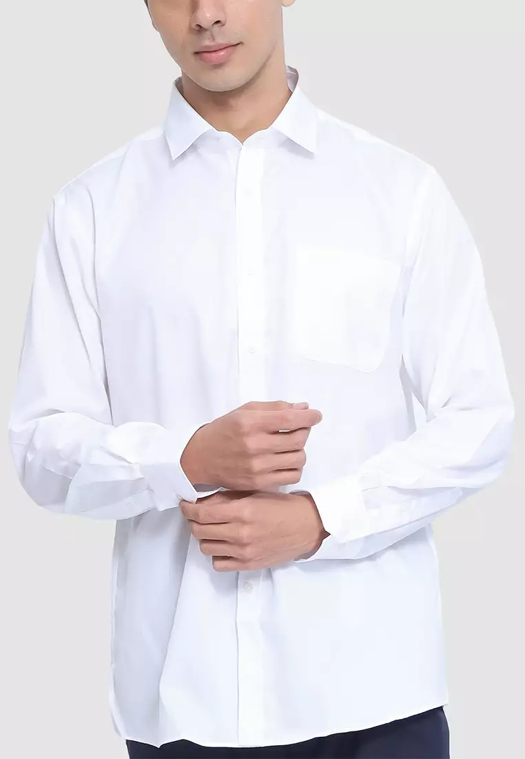 White Regular Fit Long Sleeve Shirt