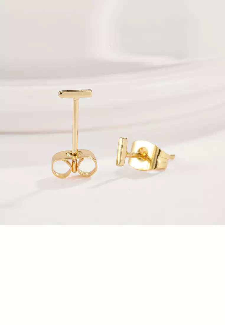 Gold letter 2024 earrings studs