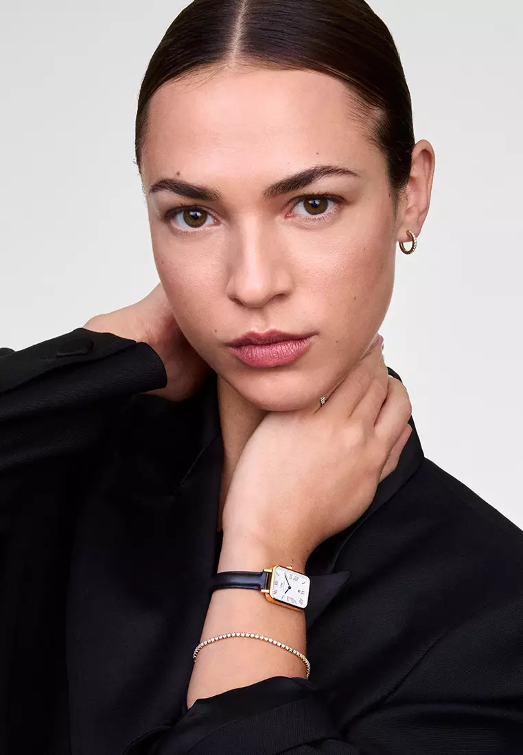 Quadro Roman Numerals Date Sheffield White Gold Women Watch stainless steel leather strap watch DW Official Authentic Original jam tanggan perempuan DW jam tangan