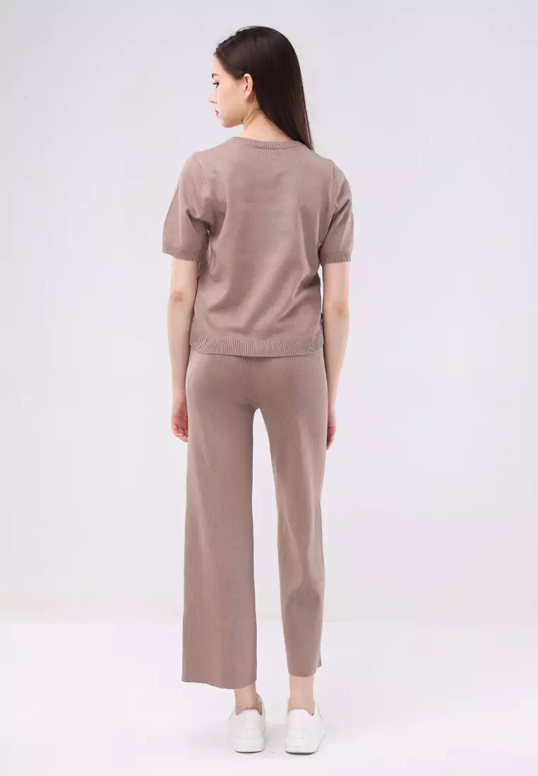 Knitted Short Sleeve Tops/Pants Terno