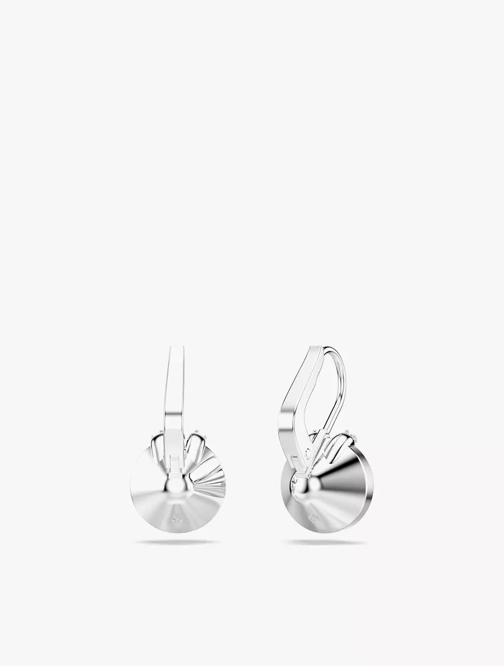 Bella V drop earrings, Round cut, Pink, Rhodium plated