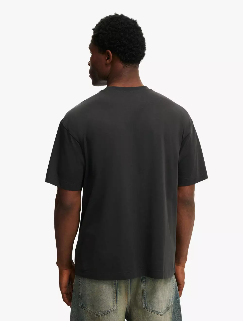 COTTON ON - ATASAN - BOX FIT GRAPHIC T-SHIRT - WASHED BLACK/PARADISE