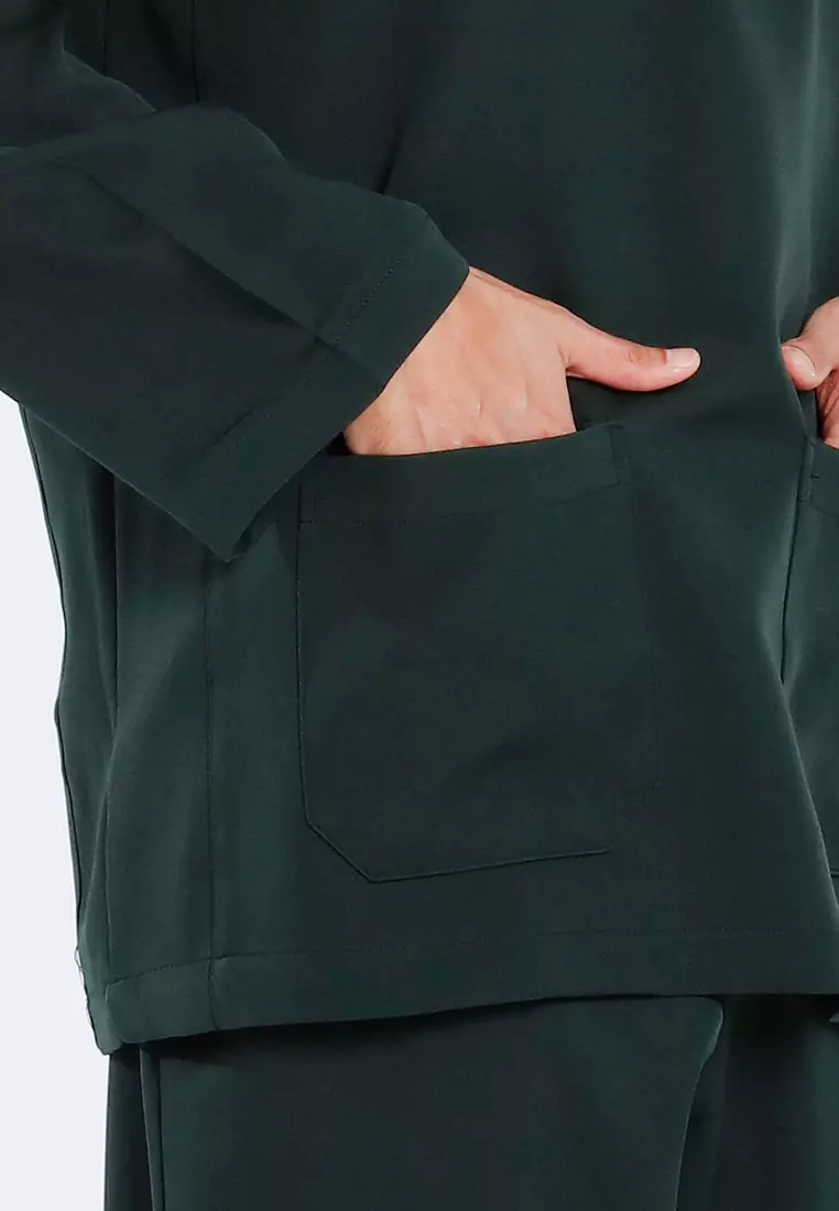 Alain Delon Baju Melayu Regular Fit Sedondon anak Budak - 19025001-49DarkGreen