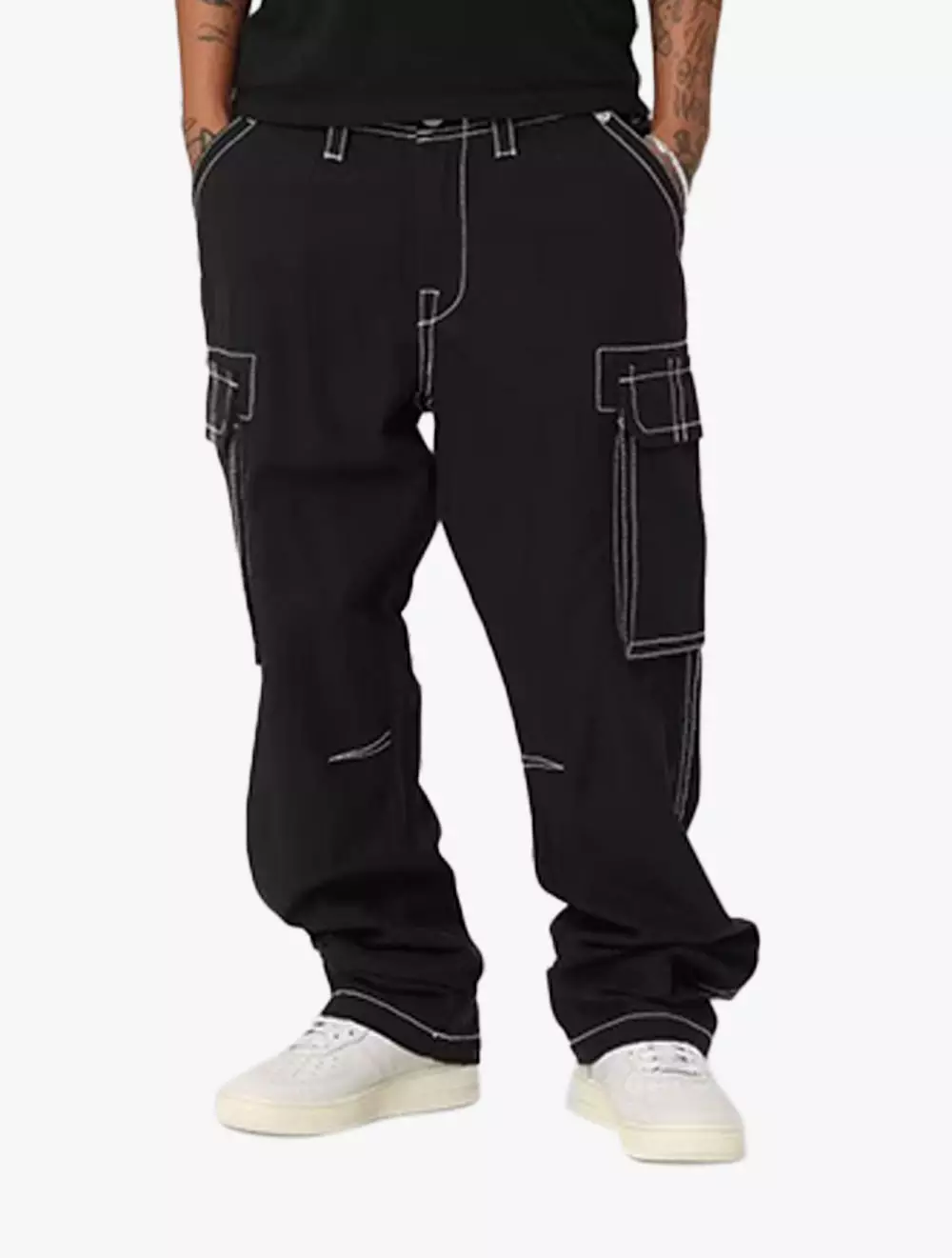 thumbnail image 2 of Men's Vintage Denim Pants - Patchwork, Zipper, Washed Folds, Casual Big & Tall Fit 2 of 10