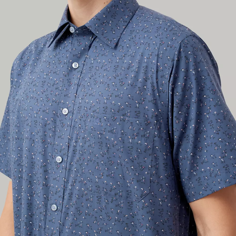 Kemeja Lengan Pendek Pierre Cardin Print Harborline - Dark Blue Smart Casual