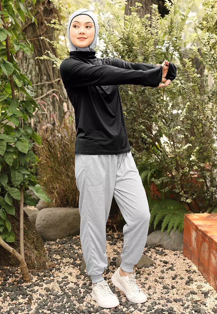 Zelena - Haya Inner Thumbhole Dry Fit | Kaos Olahraga Polos - Black - XL