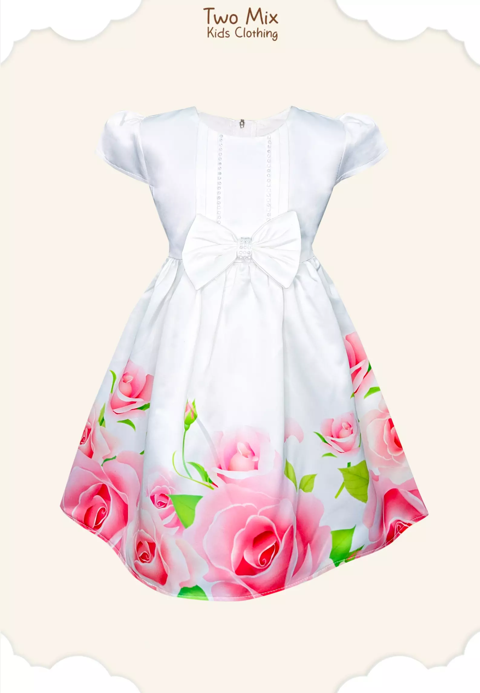 Two Mix - Dress Anak Pesta Perempuan - Baju Anak Lebaran 1-12 Tahun Y893 Putih
