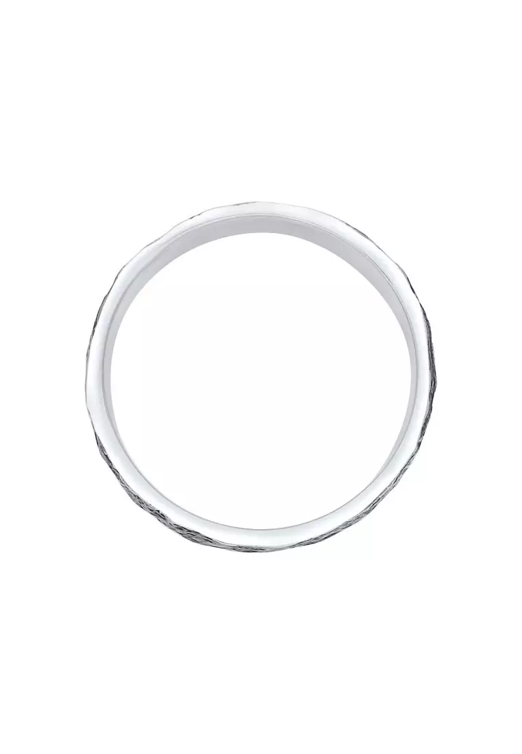 Men's Silver Oxidised Distressed Band Ring