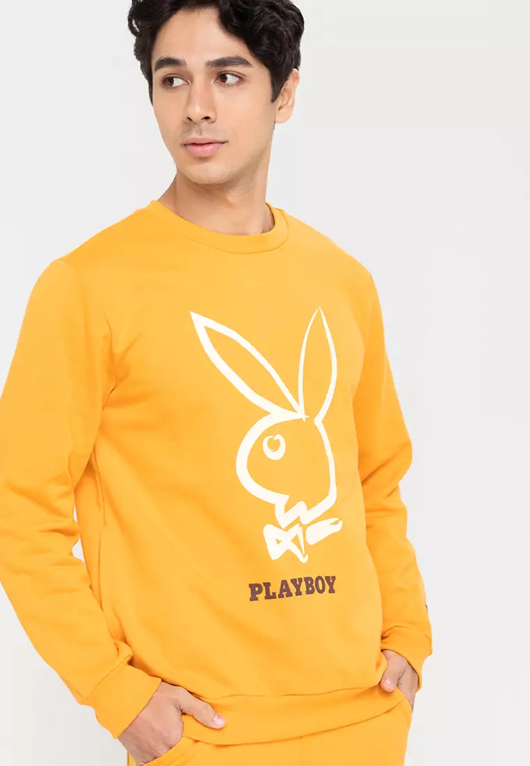 Men s Golden Orange Playboy 70th Classic Logo Sweatshirt