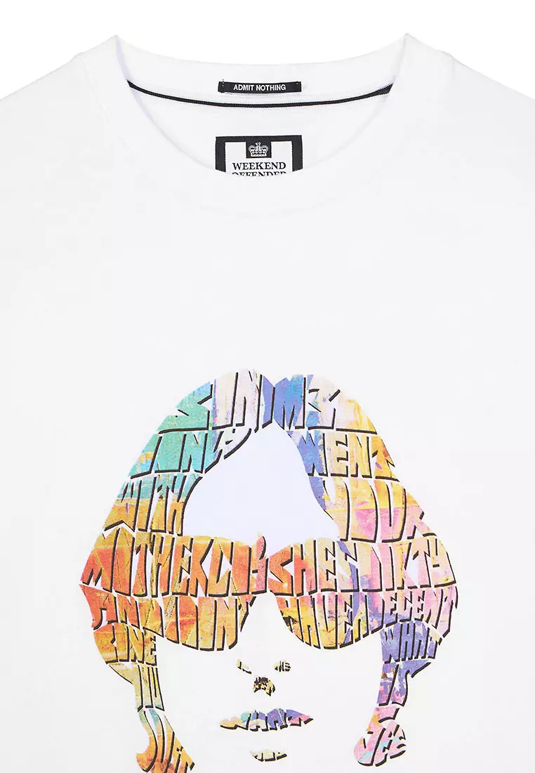 MENS WHITE KINKY AFRO GRAPHIC TEE