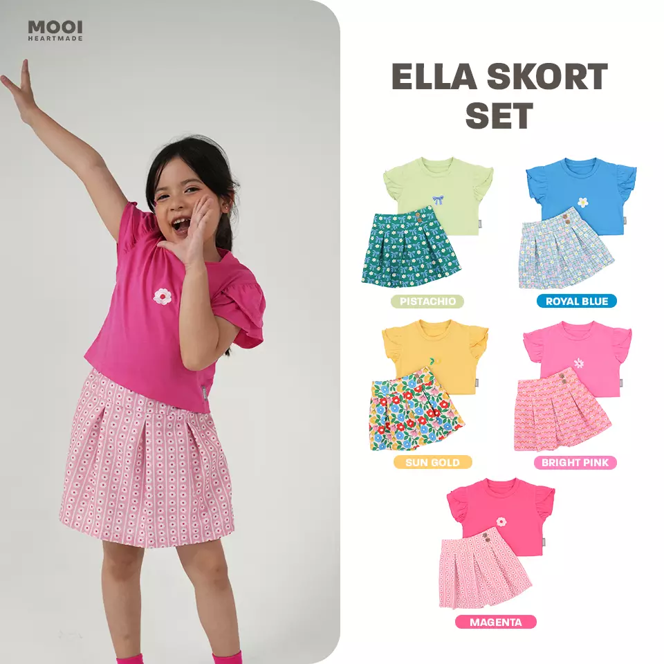 Mooi Setelan Anak Perempuan Ella Skort Set - Magenta