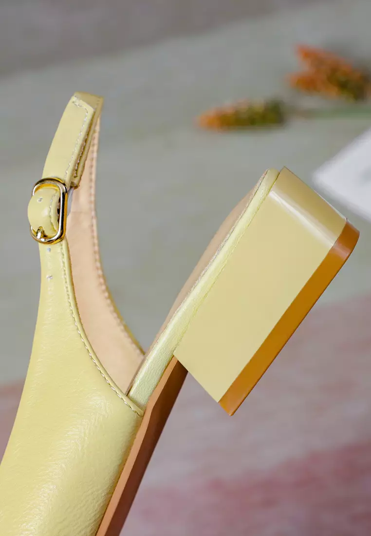 Microfiber Leather Slingback Mid Heel BY3618-9