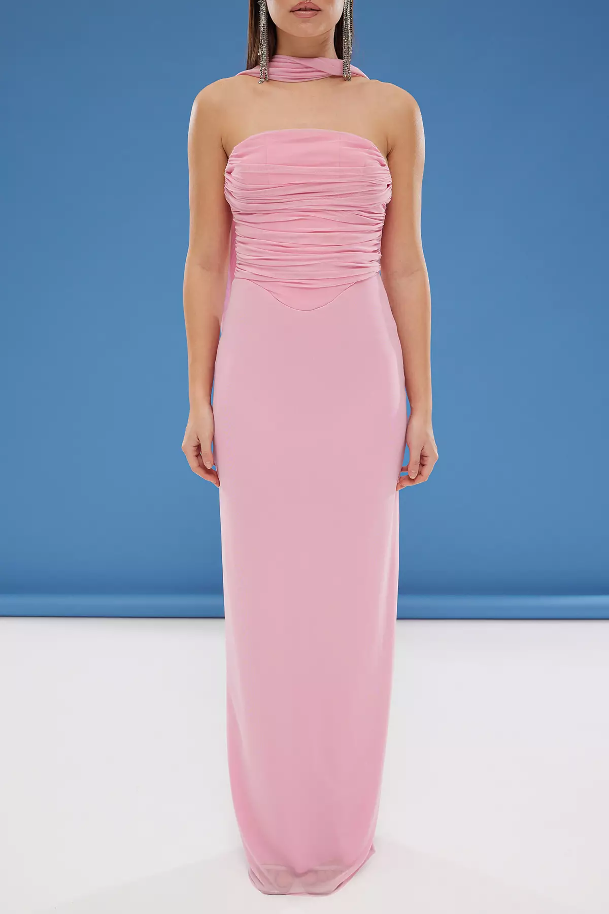 Powder Scarf Tulle Knitted Maxi