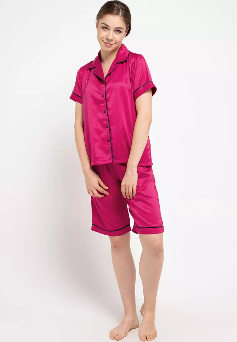 Pyjama Short Sleeve Short Pants Satin Sleepwear