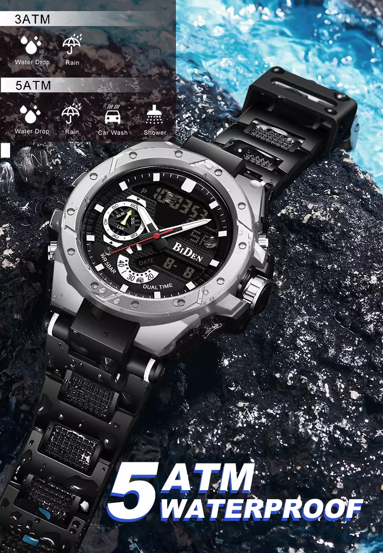 Jam Tangan Pria Anti Air Original Olahraga Digital&Analog Pria Multifungsi Tali Silikon Bercahaya Jam Tangan Cowok