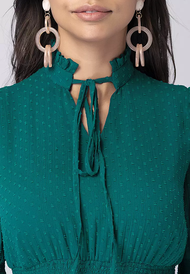 Teal Blue Tiered Midi Dress