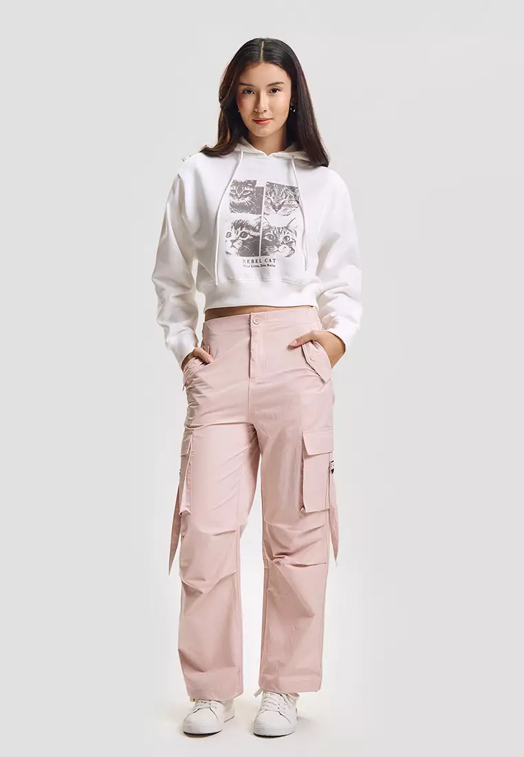 Rebel Cat Relaxed Cropped Hoodie