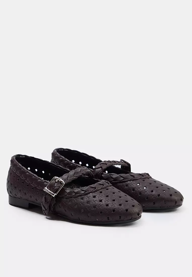 Weaved Mary Jane Flats