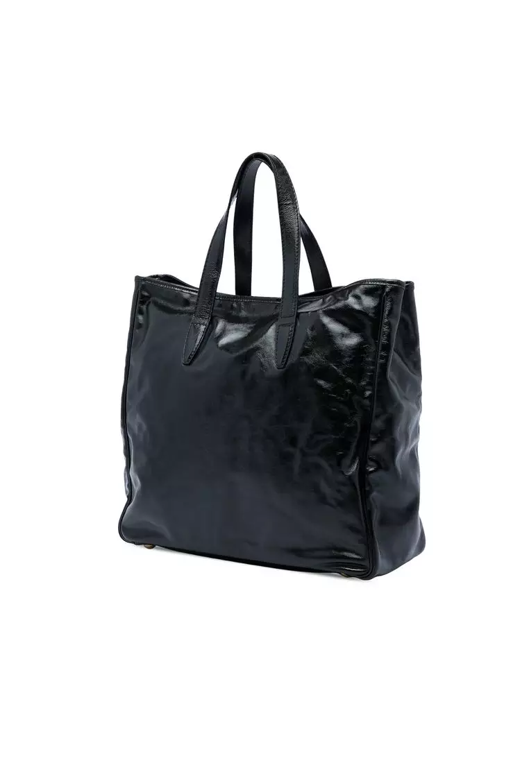 Pre-Loved Saint Laurent Large Textured Patent Y Mail Tote