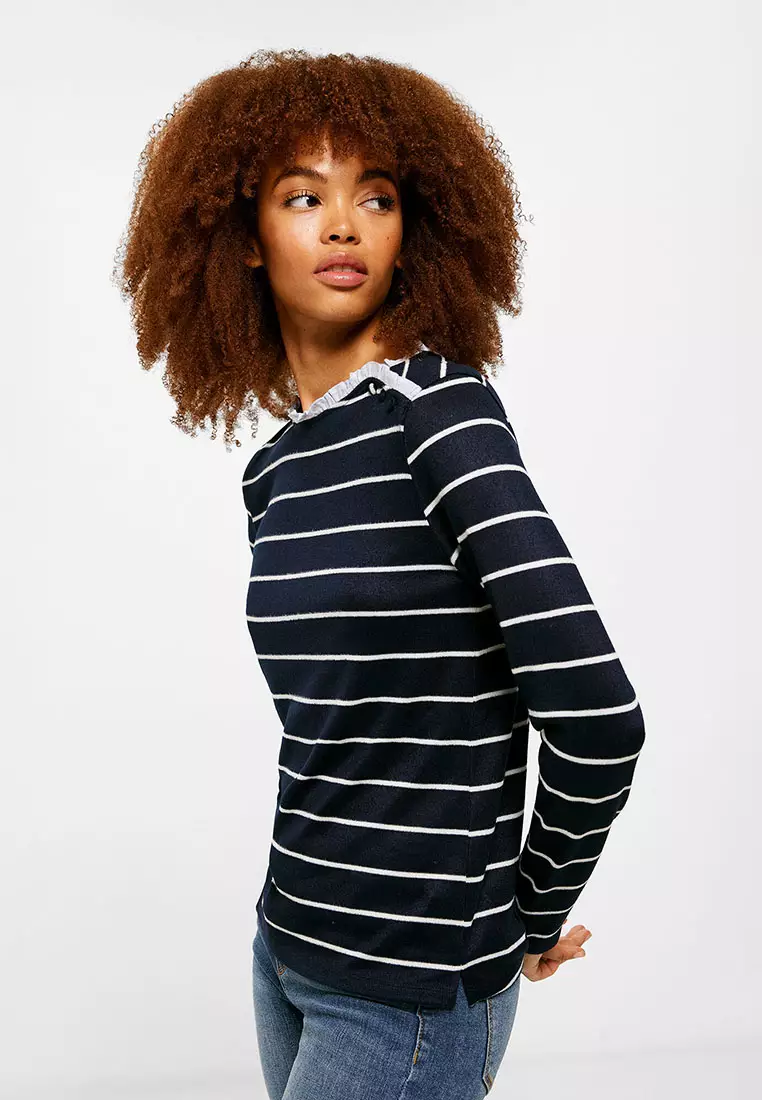 Ruffle neck shop shirts