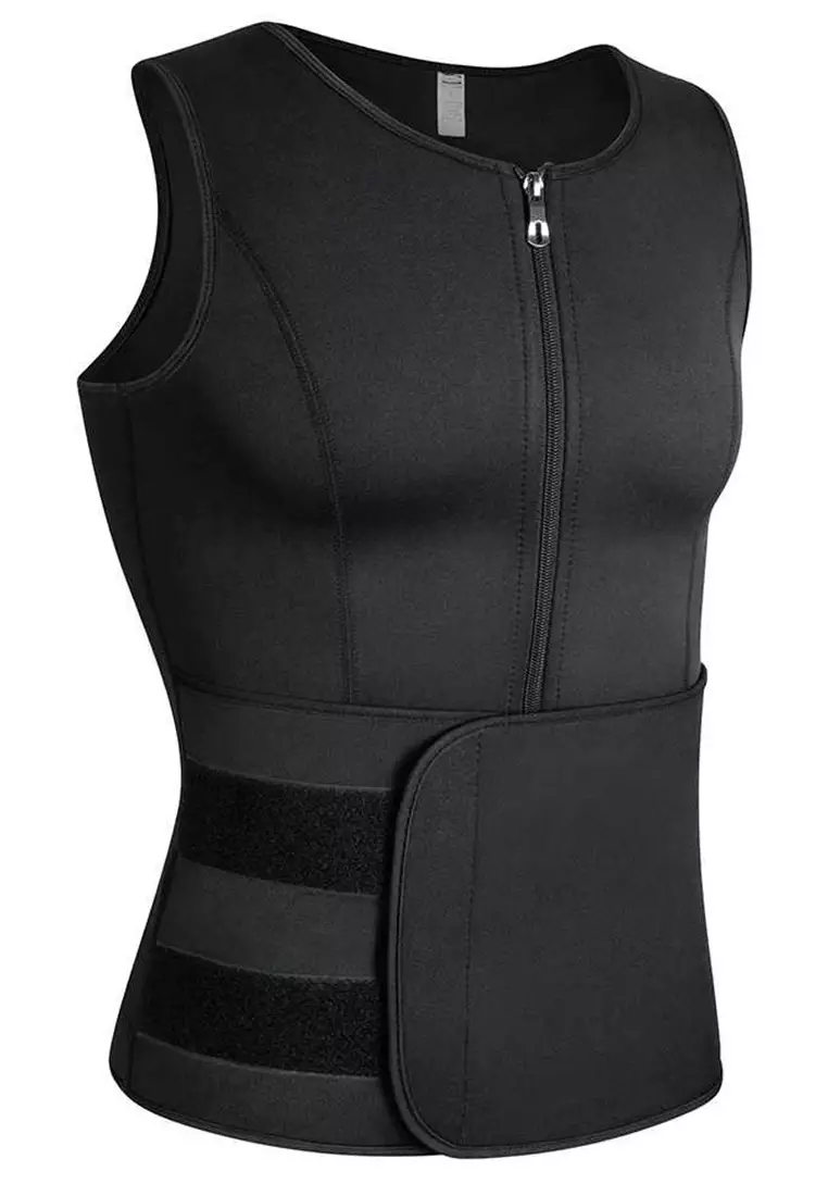 Agies Korset Pembentuk Badan Pria Shaper Single Velcro Design Sporty Material Poliester ORIGINAL - Black