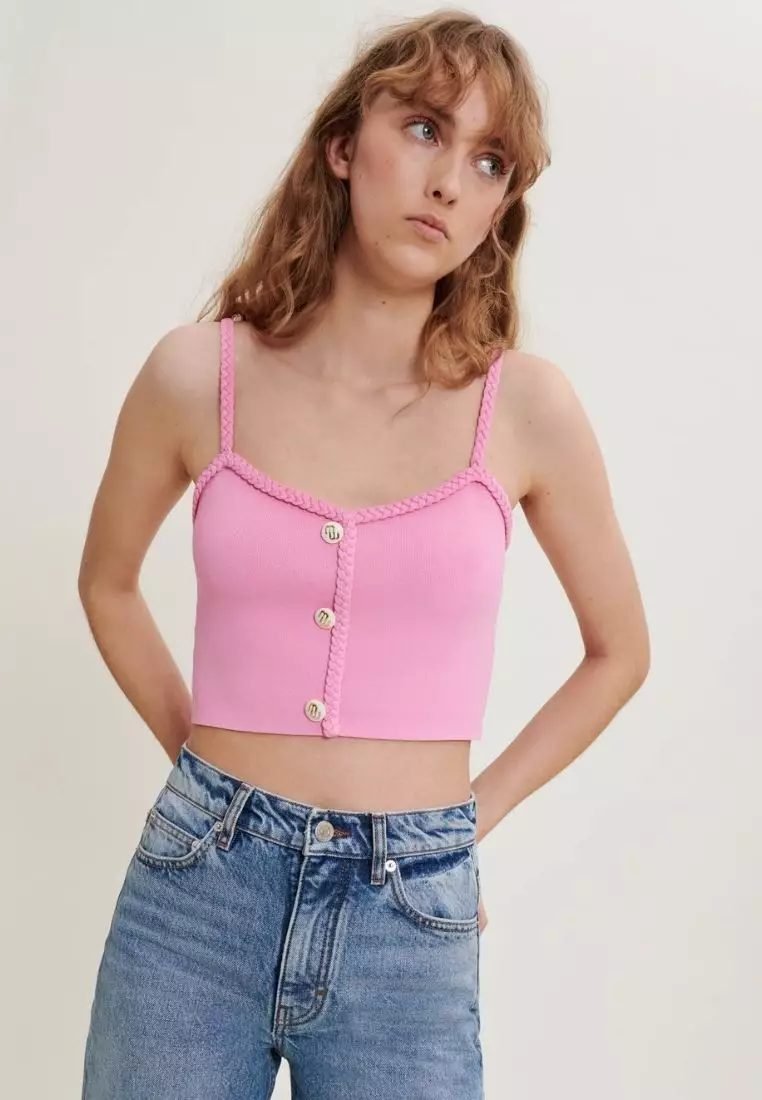 Knit Crop Top With Straps