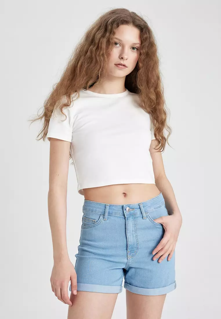 Roll Hem Denim Shorts