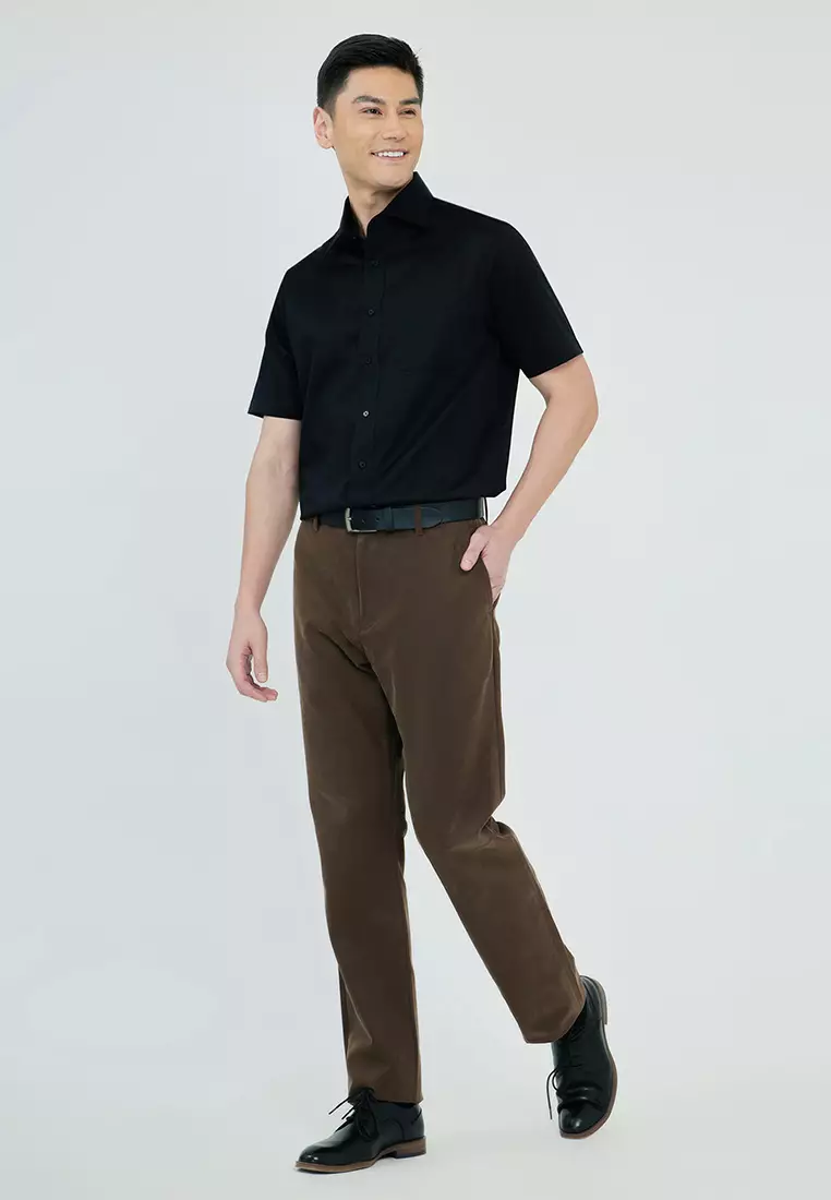 Plain satin Short Sleeves Dress Shirt